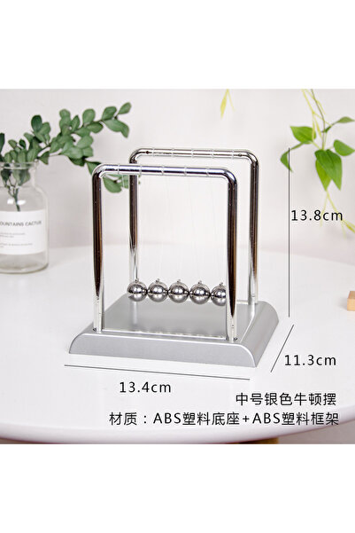 Genel Markalar Newton Balans Denge Topu – Orta Boy Gümüş Renk Masaüstü Dekora...