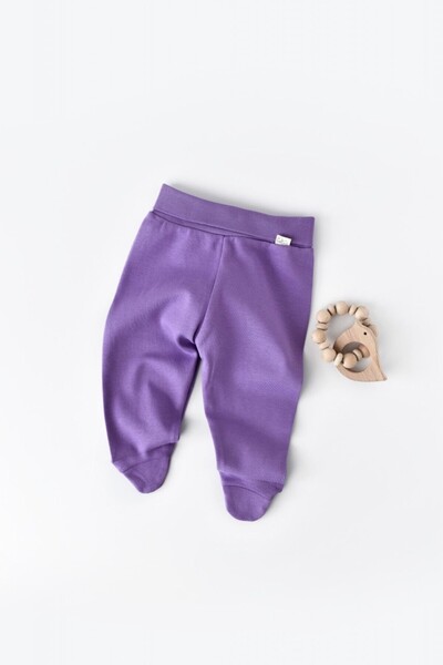 JollyMag Pants with Booties - Purple Cotton BabyCosy (Size: 6-9 months)
