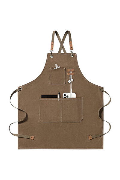 PriStyle Sort de bucatar, Bumbac, Impermeabil, Reglabil, Buzunare, Maro