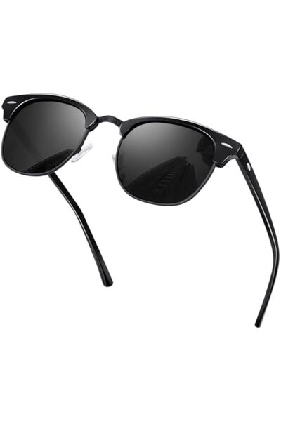 Generic KANASTAL Polarized Horn Rimmed Sunglasses for Men and Women, Classic Half Frame Sun Glasses, Semi Ri