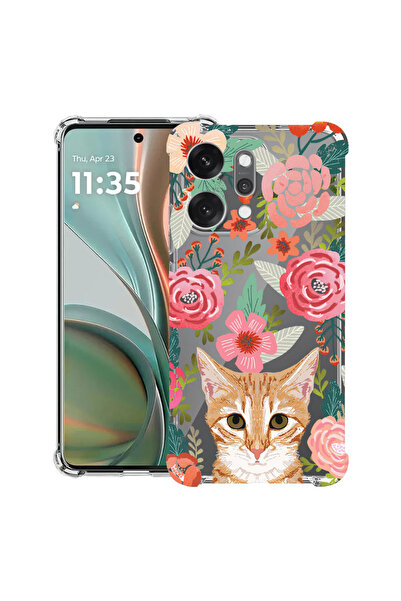 bestcase Husă antișoc pentru OPPO Reno 14 5G cu design pisică și flori, 20520...