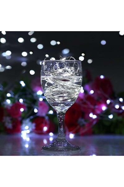 Flippy Christmas LED String Lights, 50 LEDs, Battery Powered with Remote, 8 Functions, 5 m, Cool Whi