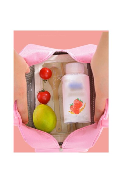 Flippy Cartoon Cooler Bag - Portable Lunch Bag for Kids, Oxford Cloth, 22x14x19 cm, Bunny Model, Pin