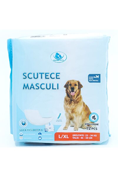 Clean Pets Scutece pentru câini MASCULI de talie mare și foarte mare (L-XL, 46-69 cm) 12 bucăți