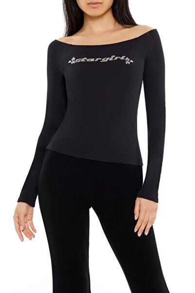 Forever 21 Stargirl Yazılı Uzun Kollu Tişört