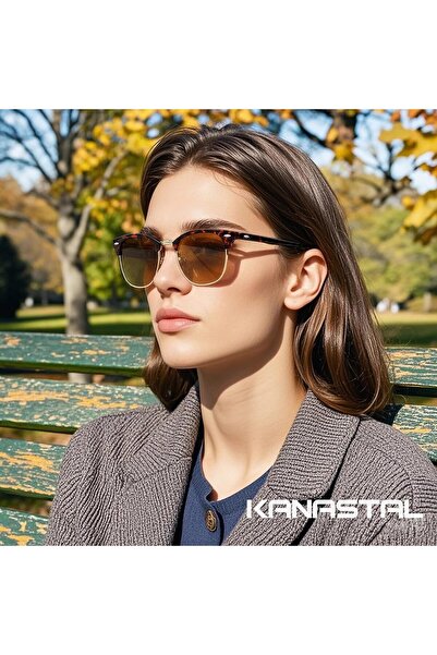 Generic KANASTAL Polarized Horn Rimmed Sunglasses for Men and Women, Classic Half Frame Sun Glasses, Semi Ri