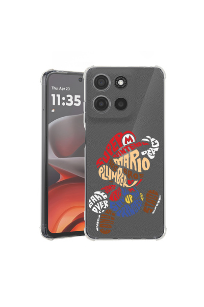 bestcase Husă antișoc pentru Motorola Moto G56 cu design caligrafic Super Mario, 2052060 AS 1524