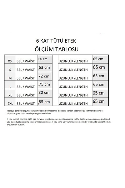 MadyaButik Kadın 6 Kat 65 Cm Elastik Midi/diz Boyu Tutu Etek 6 Katmanlı Pileli Astarlı Tütü Etek