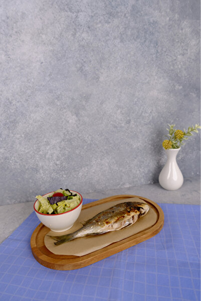 justwood Oval 17X30 cm Wooden Rectangular Cake Presentation Coffee Serving Plate with Carved Interior