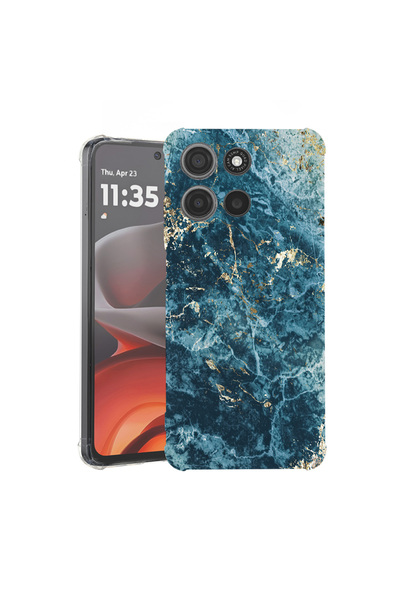 bestcase Husă antișoc pentru Motorola Moto G56 cu design marmură - verde și a...