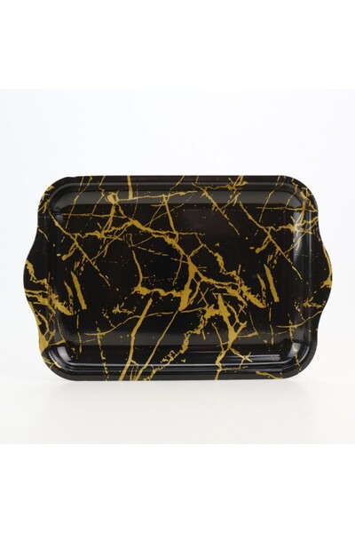 Blusmart Hard plastic tray, 33x22.5 cm, black marble pattern with shiny gold effect