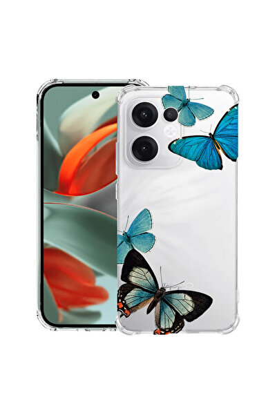 bestcase Carcasă antișoc Husa compatibilă cu Oppo Reno15, fluturi albaștri fr...