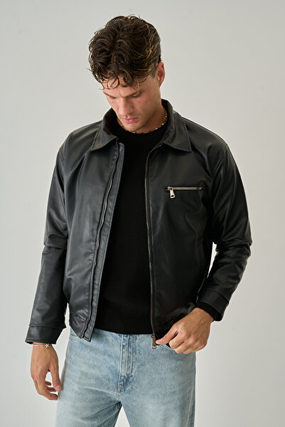 Rogyi Tekstil سترة جلدية للرجال من نيو سيزون بتصميم مريح ومناسب للارتداء اليومي