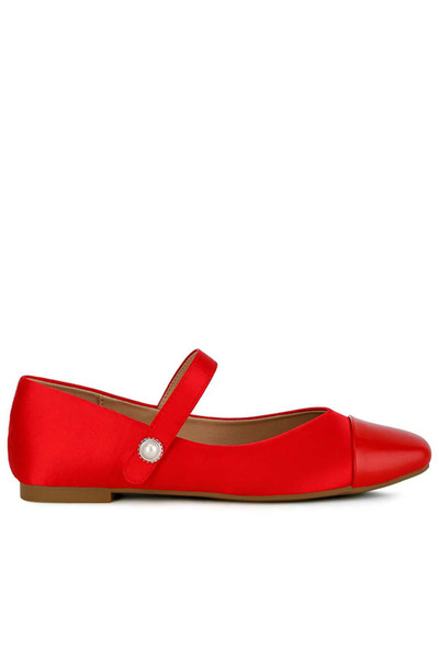london Rag Women Red Patent Toe Cap Satin Mary Jane
