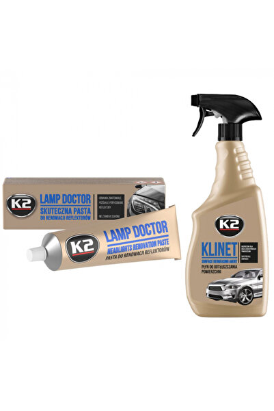 K2 Pachet pasta pentru restaurarea manuala sau mecanica a farurilor 60g + degresant cu pulverizat