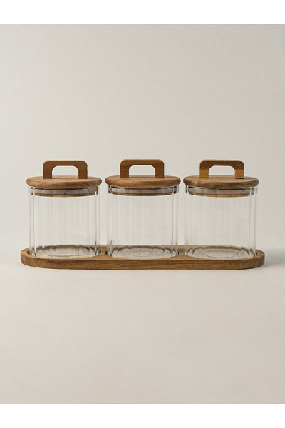 Minihol Maisoné Akasya Standlı Cam Kavanoz Seti (600 ml)