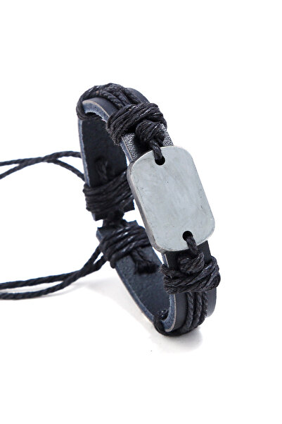 PriStyle Bratara Personalizata pentru Barbati, cu Tablita Metalica tip Dog Ta...