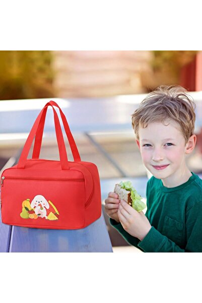 Flippy Thermal Bag with Phone & Cutlery Compartments, Waterproof, 30x21x20 cm, Bunny, Red