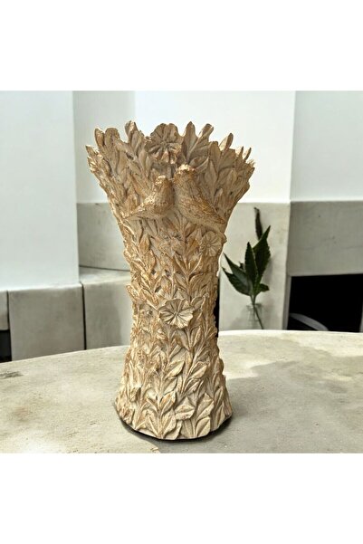 Peramari Decorative Polyester Bird Standing Vase Cream Antique 25 cm
