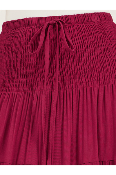 Styli Smocked Waist Tiered Schiffli Maxi Dress