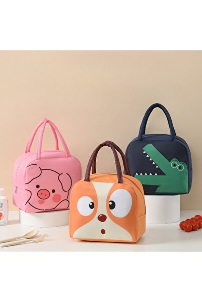 Flippy Insulated Lunch Bag with Cartoon Print, Portable for Kids, Oxford Cloth, 22x14x19 cm, Dinosau