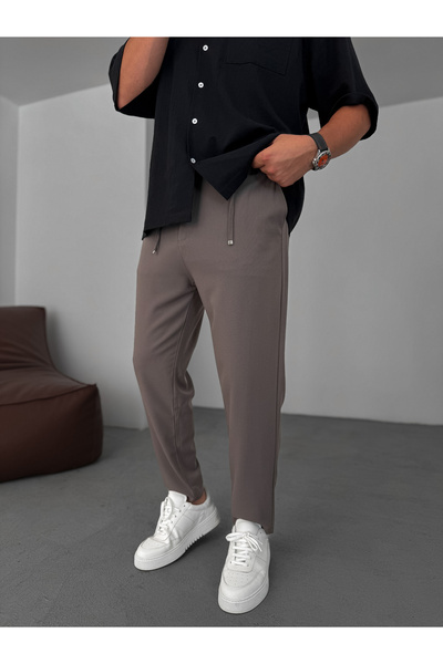 BYBASICMAN Light Brown Relaxed Fit Fabric Trousers Ke-1047