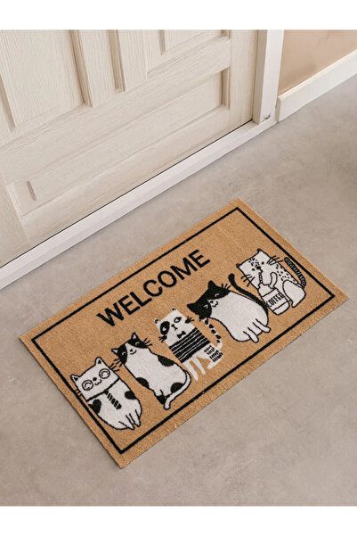 LC Waikiki Lcw Home Black Cat Printed Doormat 45X75 cm