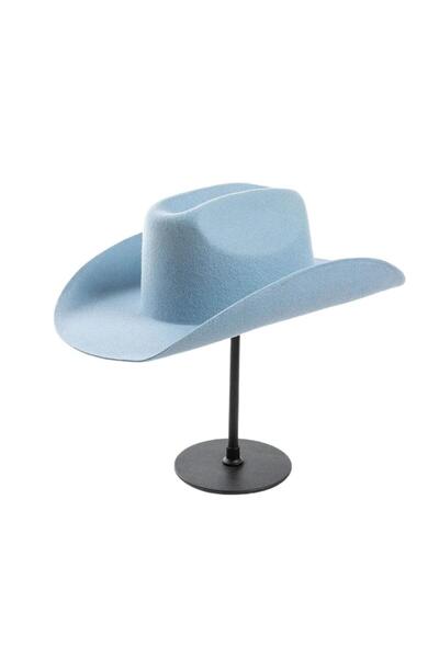 Pursehuit Fedora hat, blue, wool, cowboy style, adjustable, Malea