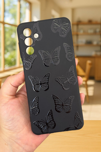 Vip Case Samsung Galaxy A04s Uyumlu Siyah Kelebek Desenli Silikon Darbe Emici...