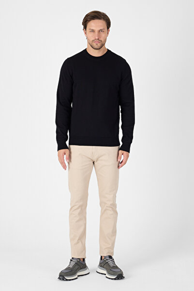 hateko Black 100% Cotton Men's Crew Neck Knitwear Sweater