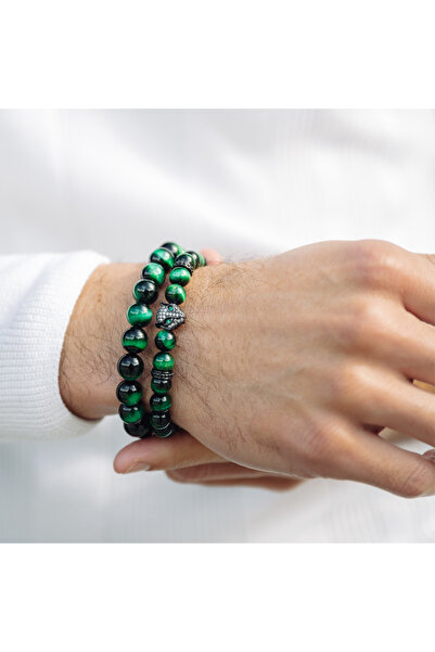 GT Collection GT Collection, Pánský náramek s leopardí hlavou a energetickými kameny TYGŘÍ OKO, univerzální velikost a nastavitelná šňůrka