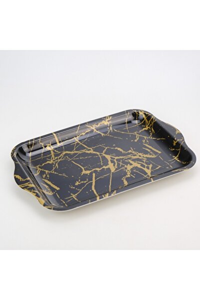 Blusmart Hard plastic tray, 33x22.5 cm, black marble pattern with shiny gold effect