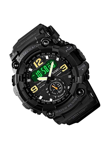 Skmei Men's 1637 3 Time Dual Display Analog LED Electronic Quartz Wristwatch