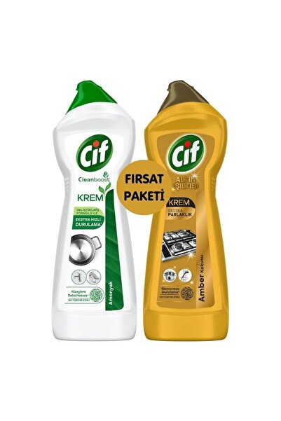 Cif Krem Amonyaklı Yağ ve Kireç Sökücü 750 ml x1 + Krem Altın Işıltısı Amber Kokulu 750 ml x1