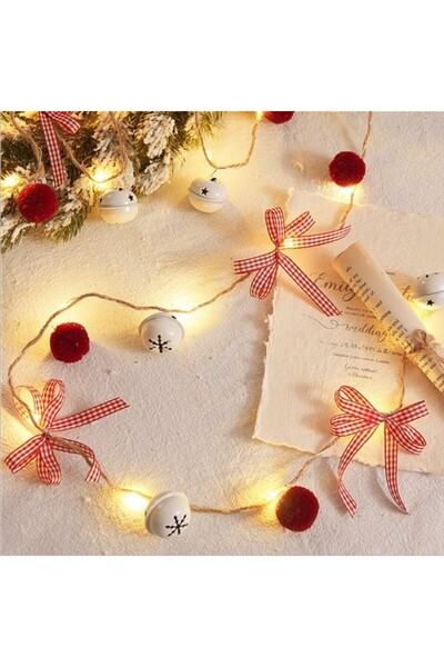 Flippy Battery-powered Christmas light string, 2 m, 20 LEDs, bell and ball shapes, Warm White,