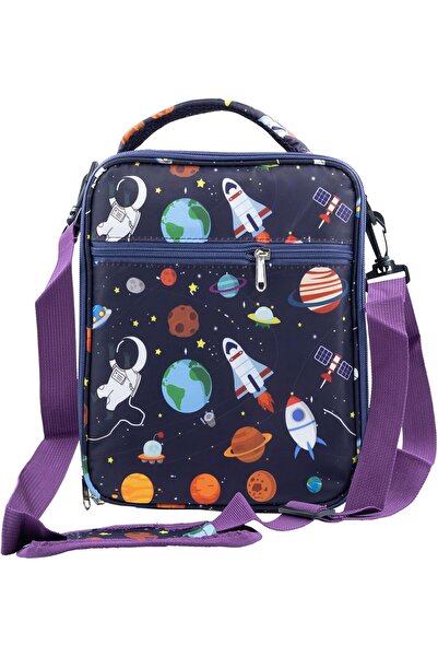 Generic Lunch Bag for Kids, Astro Space Insulated Blue Lunch Bag & Side Mesh Pocket, for Boys Girls, Child T