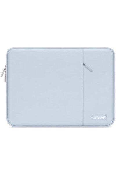 Mosiso Laptop Case 15 inch, Polyester Vertical Computer Sleeve Bag with Pocket, Baby Blue