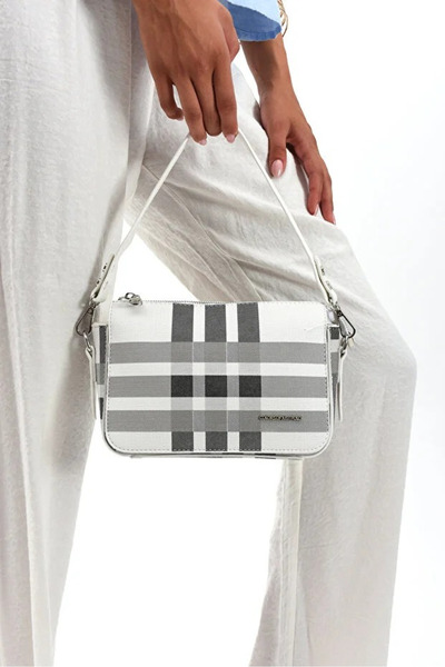 Just Polo Kadın Ekose Desenli Ayarlanabilir Askılı Şık El & Omuz Çantası Shou...