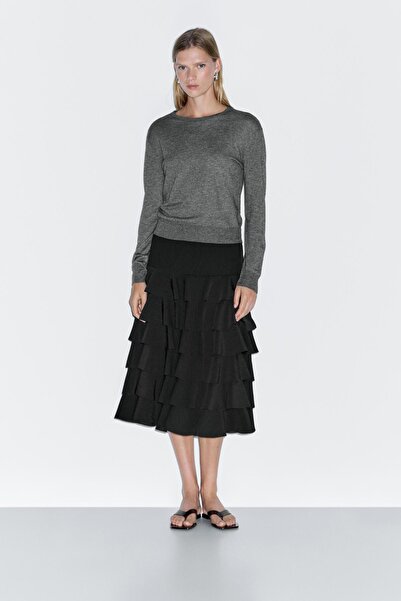 Massimo Dutti Fırfırlı midi etek