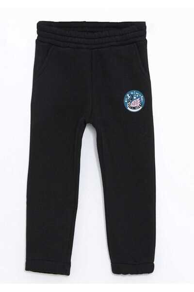 Mışıl Kids Black Crew Neck Printed Baby Girl Tracksuit Set