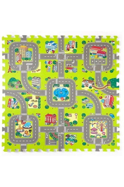 PROCART Car track mat, 9 puzzle pieces, EVA foam, 1 cm thick, 90x90 cm