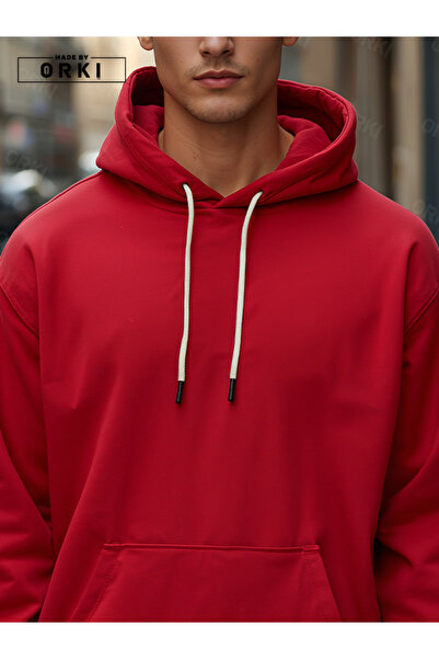 EFFRENATU Oversized Red Hooded Sweatshirt Black Pants Jogger - Comfortable and Stylish Hoodie