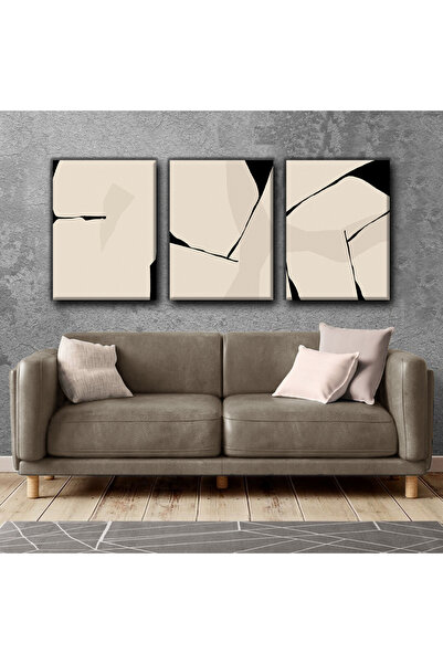 Harika bir ev BEŽ-CRNA APSTRAKTNA SLIKA | 3-DELJNA VERTIKALNA SLIKA NA PLATNU...