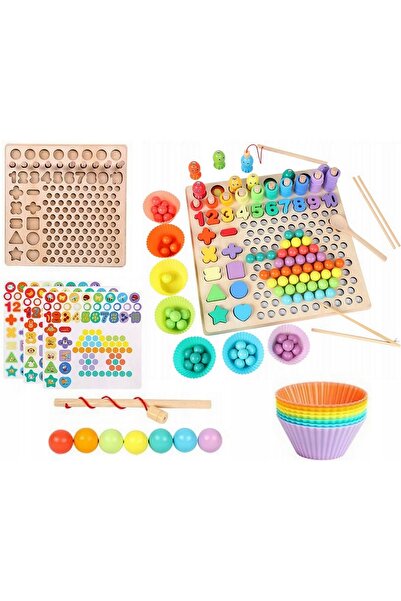 İSP Puzzle tip Montessori 13 in 1 "ISP LikeSmart" cu margele din Lemn , Interactiv si Educativ, 7