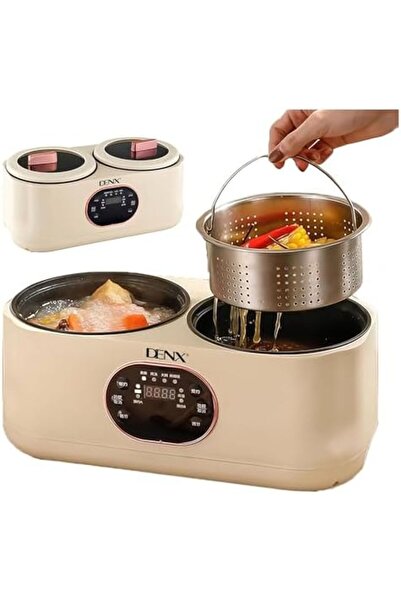 Denx Electric Cooker with Dual Basin, 1L + 1L (DX3901), Smart Kitchen Appliance, Multi-functional with Ti