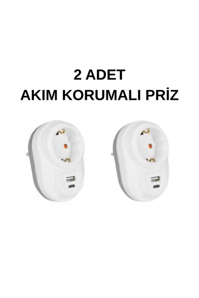 Genel Markalar (2 Adet) Nilson Akım Korumalı Tekli Fiş Priz U+C-Type