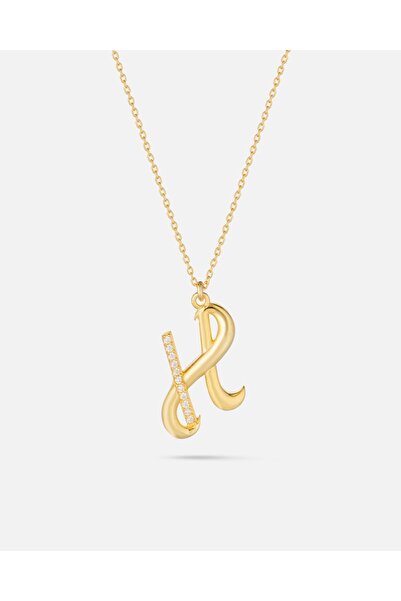 MEKS JEWELS 14 Ayar Kişiye Özel Zirkon Taşlı Harf Kolye