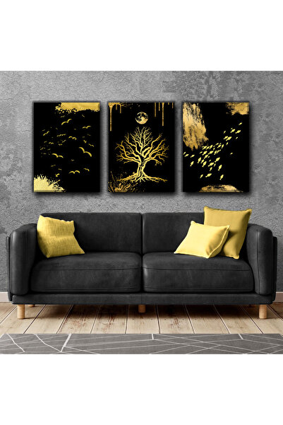 Harikabirev TABLO ABSTRACT DE PĂRĂT DE PĂDURE AUR-NEGRU | TABLO PE Pânză FĂRĂ...