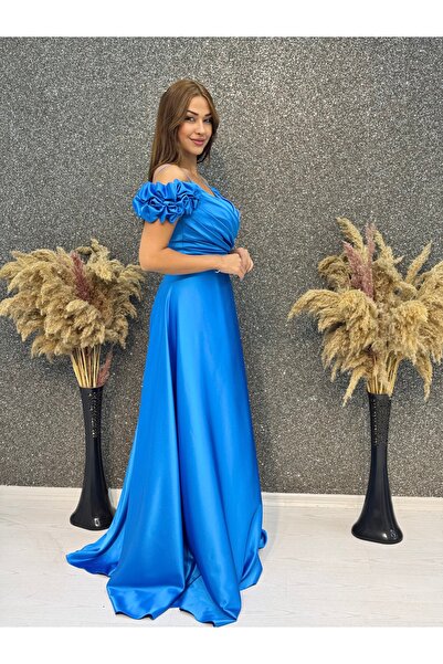 E&A Eren Abiye MADONNA YAKA DERIN YIRTMACLI SATEN