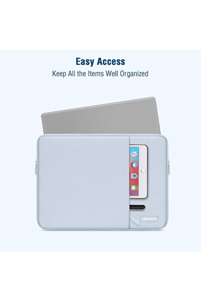 Mosiso Laptop Case 15 inch, Polyester Vertical Computer Sleeve Bag with Pocket, Baby Blue